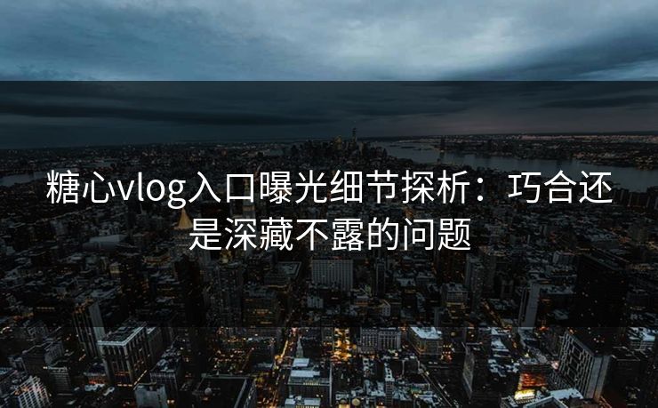 糖心vlog入口曝光细节探析：巧合还是深藏不露的问题