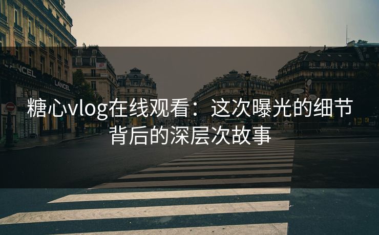 糖心vlog在线观看：这次曝光的细节背后的深层次故事