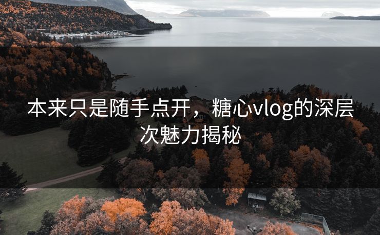 本来只是随手点开，糖心vlog的深层次魅力揭秘