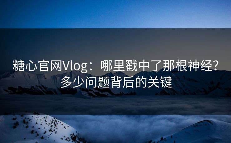 糖心官网Vlog：哪里戳中了那根神经？多少问题背后的关键