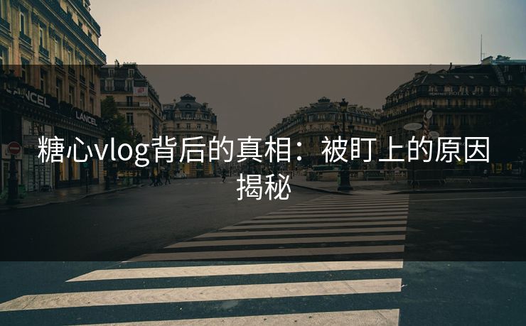 糖心vlog背后的真相：被盯上的原因揭秘