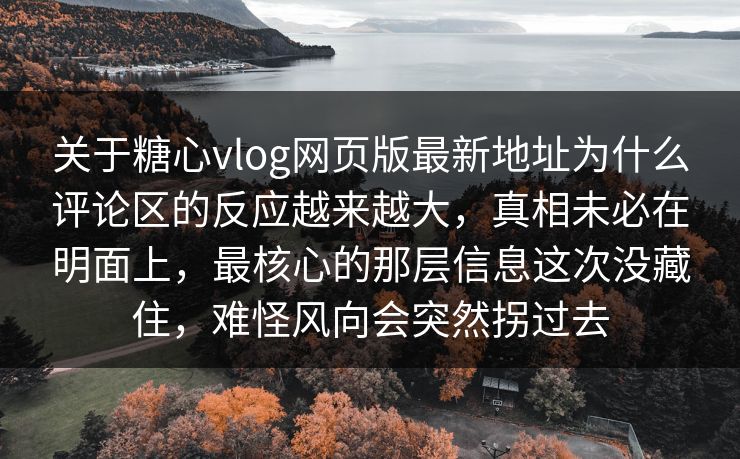 关于糖心vlog网页版最新地址为什么评论区的反应越来越大，真相未必在明面上，最核心的那层信息这次没藏住，难怪风向会突然拐过去