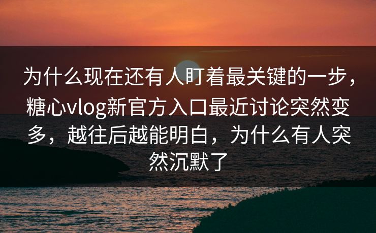 为什么现在还有人盯着最关键的一步，糖心vlog新官方入口最近讨论突然变多，越往后越能明白，为什么有人突然沉默了