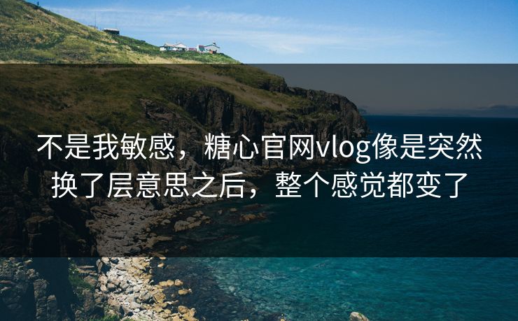 不是我敏感，糖心官网vlog像是突然换了层意思之后，整个感觉都变了