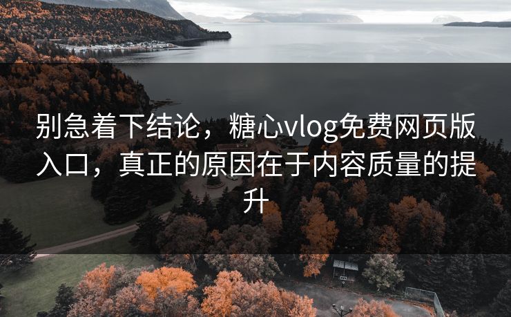 别急着下结论，糖心vlog免费网页版入口，真正的原因在于内容质量的提升