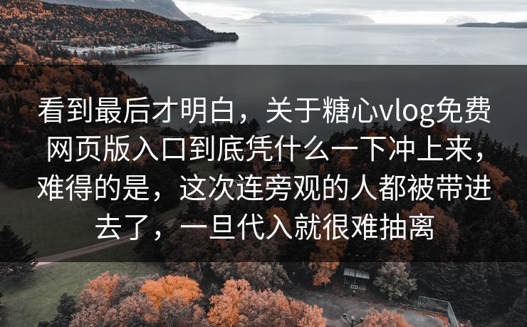 看到最后才明白，关于糖心vlog免费网页版入口到底凭什么一下冲上来，难得的是，这次连旁观的人都被带进去了，一旦代入就很难抽离