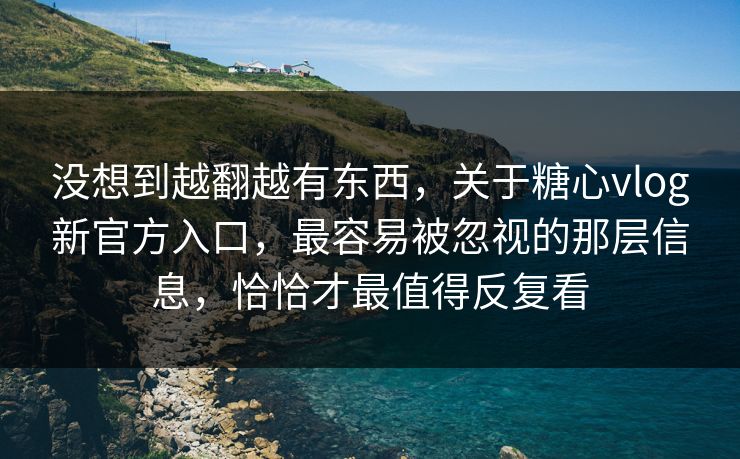 没想到越翻越有东西，关于糖心vlog新官方入口，最容易被忽视的那层信息，恰恰才最值得反复看