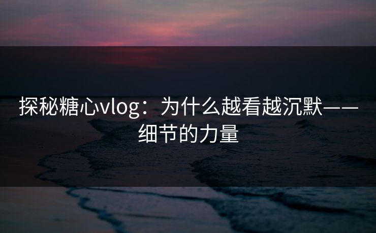 探秘糖心vlog：为什么越看越沉默——细节的力量