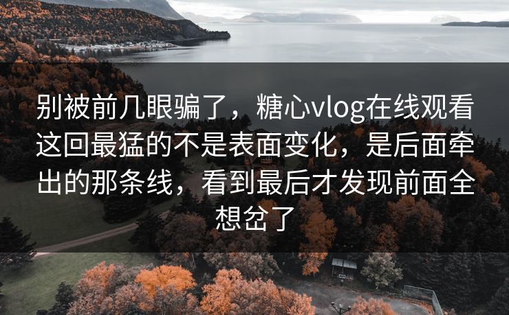 别被前几眼骗了,糖心vlog在线观看这回最猛的不是表面变化,是后面牵出的那条线,看到最后才发现前面全想岔了 别被前几眼骗了,糖心vlog在线观看这回最猛的不是表面变化,是后面牵出的那条线,看到最后才发现前面全想岔了